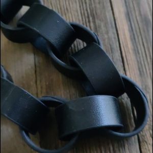 Lori Goldstein LOGO Leather Link Necklace